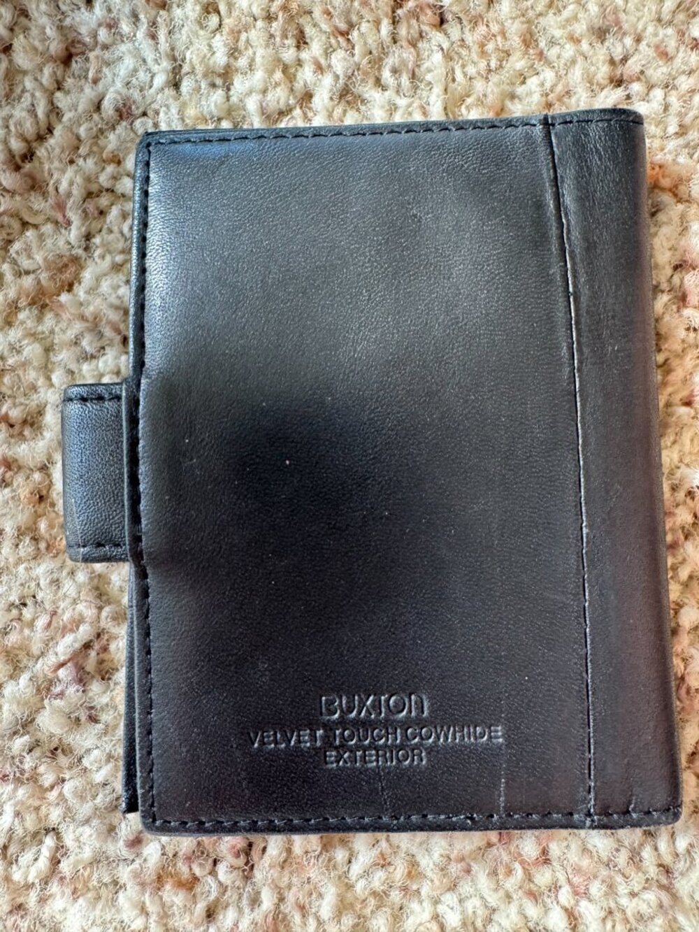 Vintage Buxton Compact Bifold Wallet in a classic solid black leather c